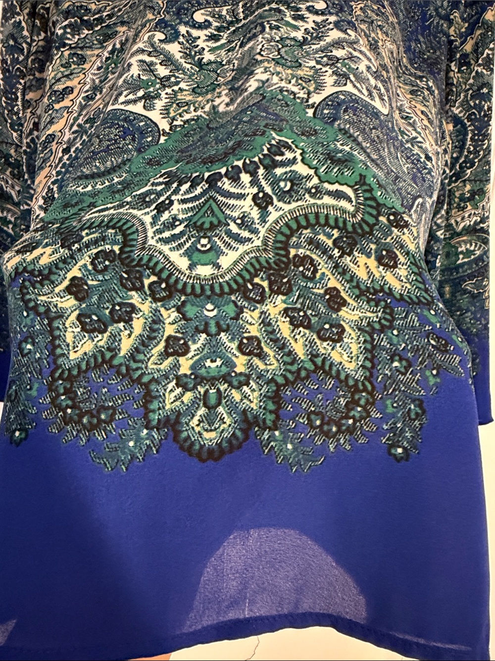 Rose & Olive Blue Paisley Print Tunic Top size L - Picture 4 of 10